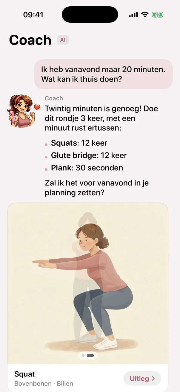 Chatten met de MomFit-coach