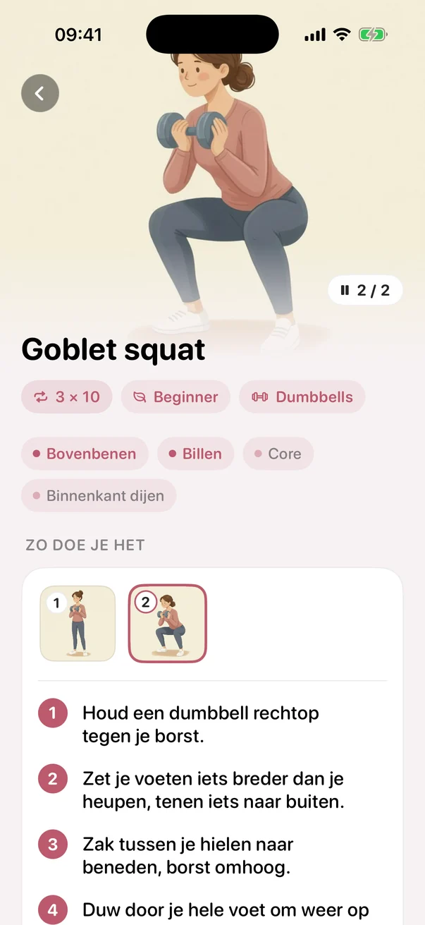 Een oefening met plaatjes per stap
